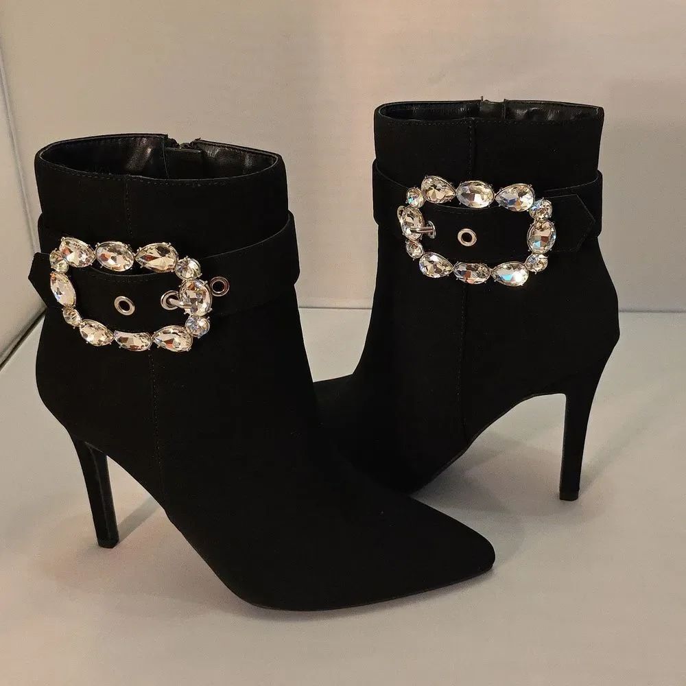 Brand New Soda Pointed Toe With Crystal Buckle Bootie — image 5 of 8